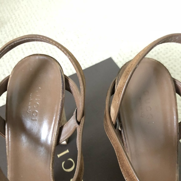 GUCCI NAPPA CHARLOTTE ACERO SUEDE SOFTY SANDAL - Picture 5 of 8